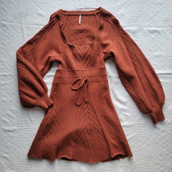 The Free People Emmaline Long Sleeve Sweater Dress in Cinnamon - Picture 2 of 13